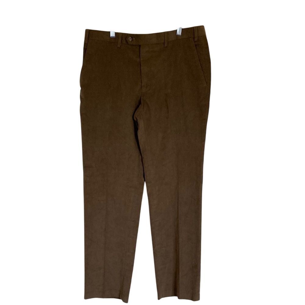 Lauren Ralph Lauren Mens Brown Corduroy Flat Front Straight Leg Pants 35W x 30L